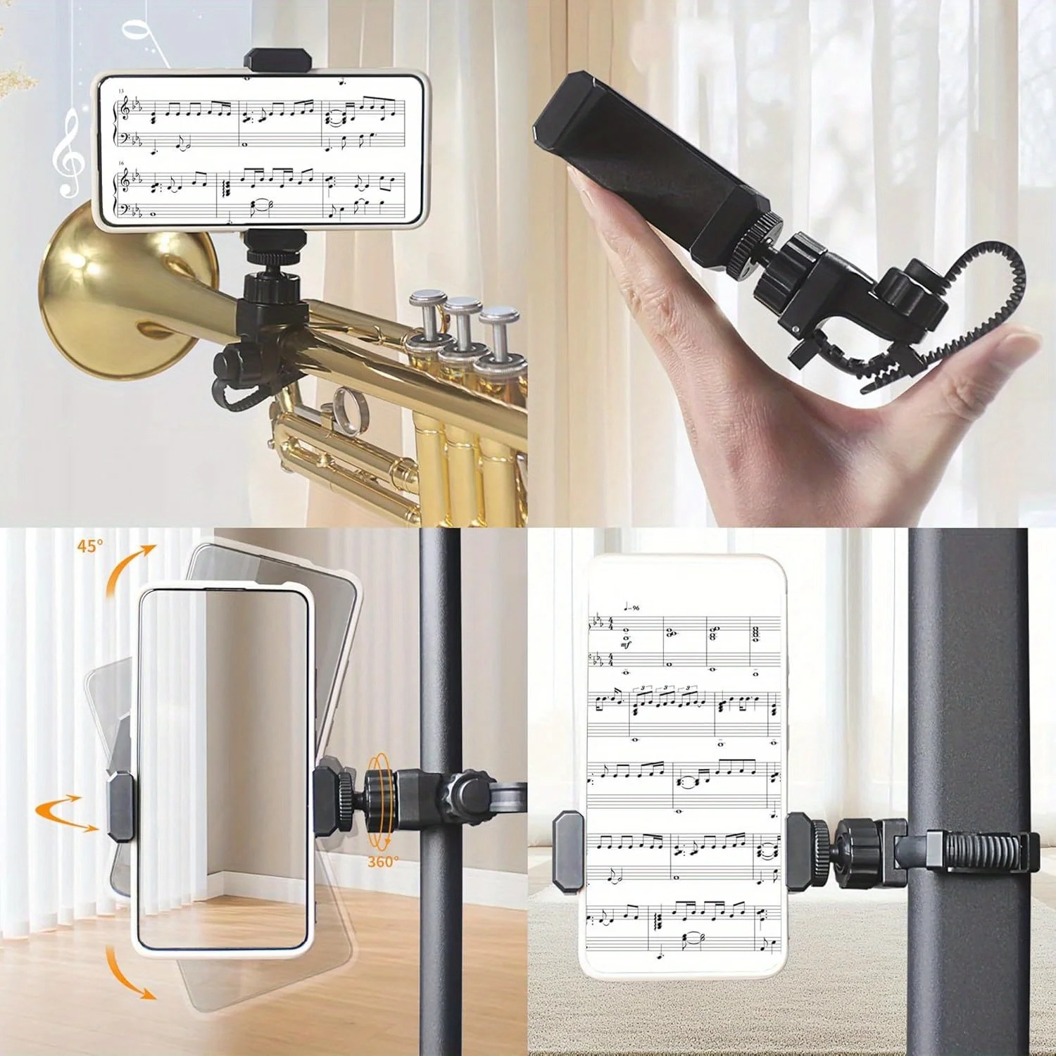 حامل هاتف معدني على شكل آلة مو - مراجعة Musical Instrument Horn وسعره